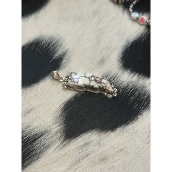 Native American Sw Sterling Silver Wild Horse🤎🤍 Lightning Bolt Pendant⚡️ - Picture 5 of 10